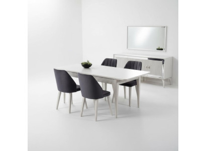 Esstisch Ausziehbar Modern Essgruppe Esszimmer Set 9tlg Grau Holz