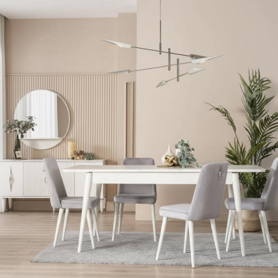 Esszimmermöbel Essecke Garnitur 7tlg Esszimmer Esstisch Weiß Stühle