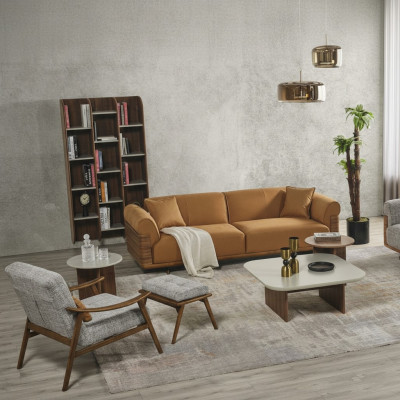 Sofagarnitur Komplette Polstersofa Braun Dreisitzer Sessel Modern 3tlg