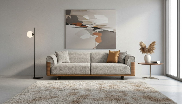 Dreisitzer Sofa 3 Sitzer Polstersofa Grau Stoff Polyester Couch Modern