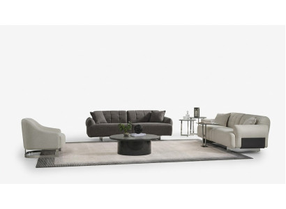 Komplette Polstersofa Couchgarnitur Sofagarnitur Grau Stoff Stoffsofa