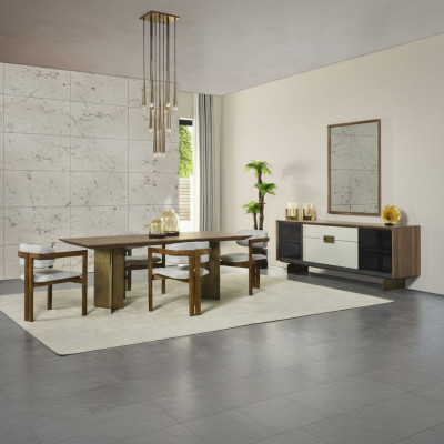 Essecke Essgruppe Garnitur Esstisch Set 9tlg Esszimmer Braun Holz Neu