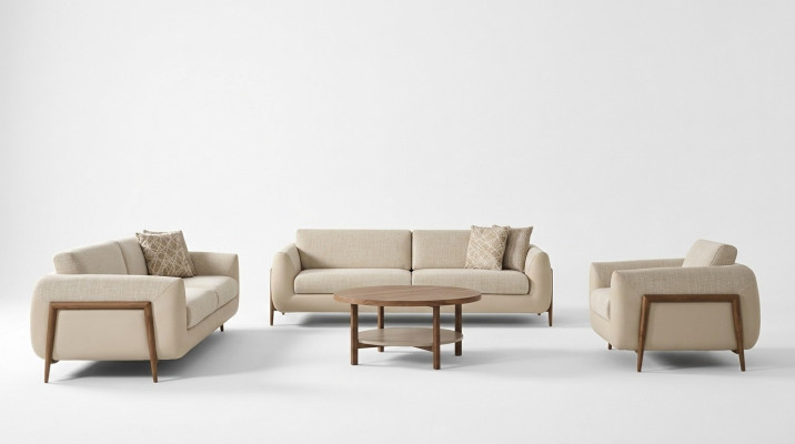 Luxus Couchen Polstersofa Beige Komplette Dreisitzer Sessel 3tlg Sofas