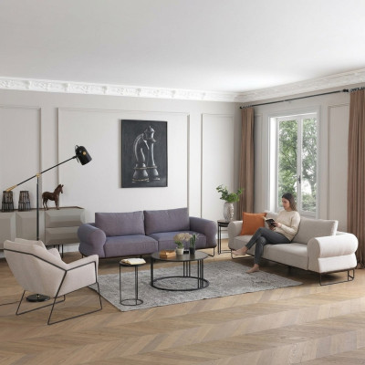 Luxus Komplette Polstersofa Couchgarnitur Sofagarnitur Weiß Stoffsofa