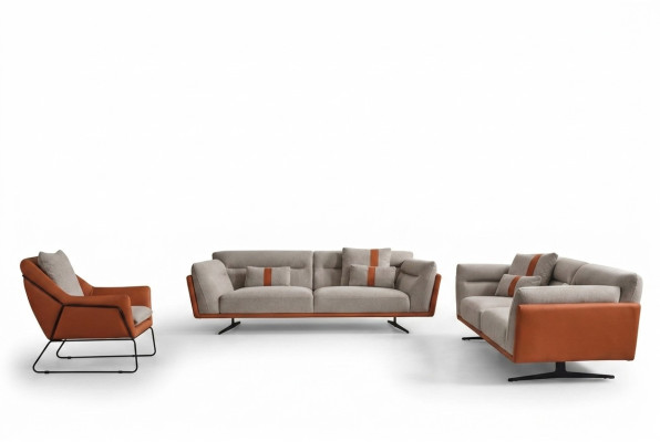 Couchgarnitur Sofagarnitur Komplette Polstersofa Orange Stoffsofa