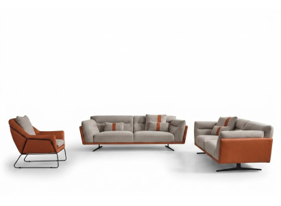 Couchgarnitur Sofagarnitur Komplette Polstersofa Orange Stoffsofa