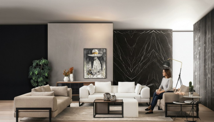 Sofagarnitur Komplette Polstersofa Couchgarnitur Grau Stoff Stoffsofa