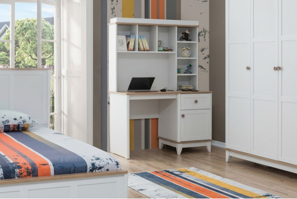 Holztisch Schreibtisch Regale Computertisch Holz Weiß Kinderzimmer