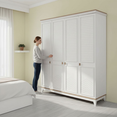 Schrank Kleiderschrank Kinderschrank Holzschrank Holz Weiß Modern