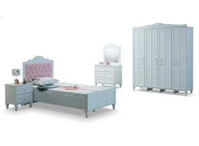 Luxus Komplette Kindermöbel Kinderbett Weiß Holz Set 5tlg Kinderzimmer