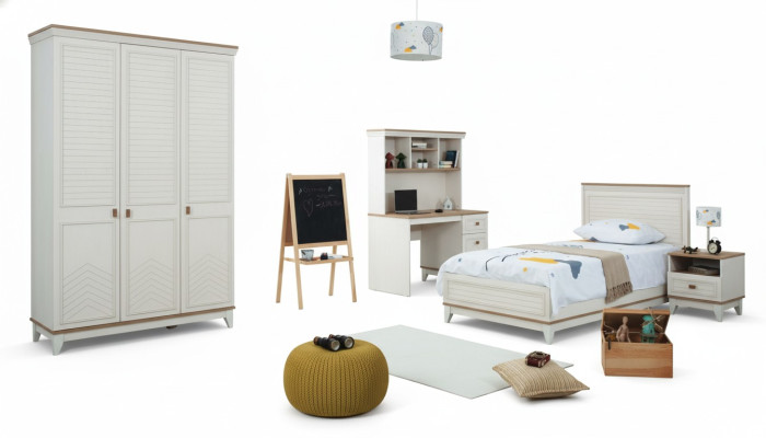 Kinderbett Schlafzimmer Sets Jugenbett Weiß Holz Garnitur 4tlg Bett