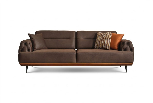 Polstersofa Dreisitzer Sofa 3 Sitz Couch Braun Stoffsofa Stoff Modern
