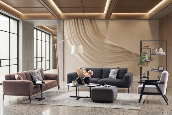 Couchgarnitur Dreisitzer Sessel Sofa Stoff 4tlg Stoffsofa Mehrfarbig 3+3+1+1