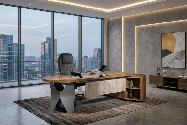 Bürotisch Schreibtisch Eckschreibtisch Arbeitstisch Büro Holz Braun