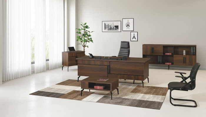 Arbeitszimmermöbel Büro Schreibtisch Bürotisch Set 4tlg Holz Braun