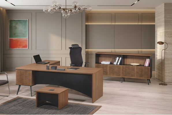 Arbeitszimmermöbel Eckbürotisch Komplette 3tlg Holz Braun Büromöbel