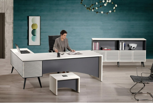 Arbeitstisch Eckbürotisch Komplette Büro Set 3tlg Holz Büromöbel Weiß
