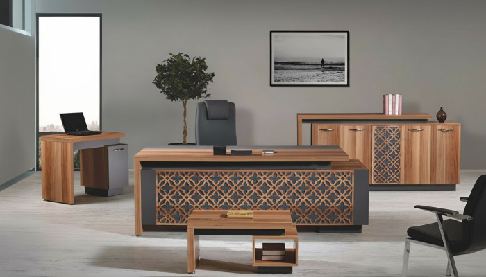 Bürotisch Büromöbel Komplettbüro Schreibtisch Set 4tlg Holz Braun Büro