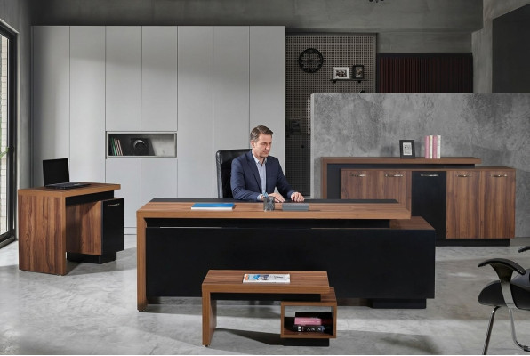 Bürotisch Büromöbel Komplettbüro Schreibtisch Set 4tlg Holz Schwarz