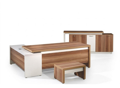 Eckbürotisch Komplette Büro Bürotisch Set 3tlg Holz Büromöbel Braun
