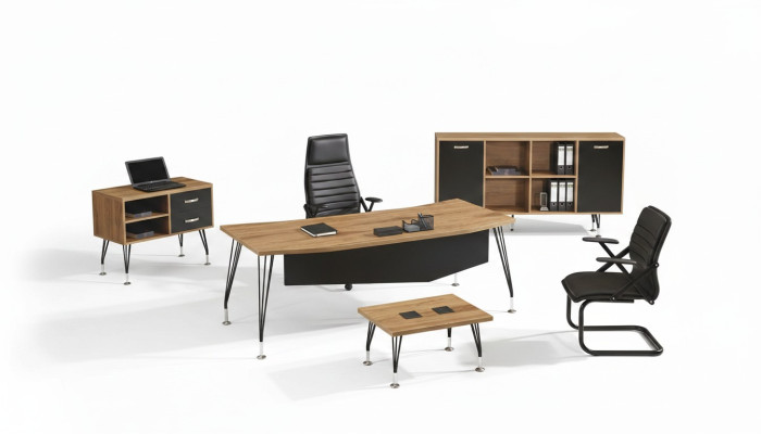 Bürotisch Büromöbel Komplettbüro Schreibtisch Set 4tlg Holz Schwarz