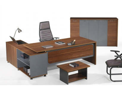 Garnitur Büro Eckbürotisch Bürotisch Set 3tlg Holz Büromöbel Braun