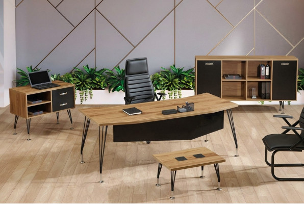 Luxus Möbel Büro Arbeitszimmermöbel Schreibtisch Set 4tlg Holz Schwarz