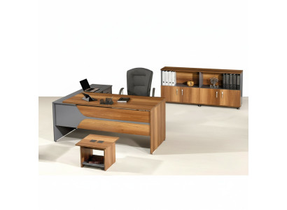 Garnitur Büro Eckbürotisch Arbeitszimmermöbel Schrank 3tlg Holz Braun