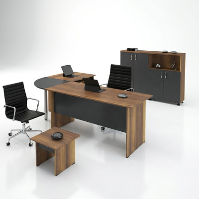 Computermöbel Arbeitstisch Büromöbel Eckbürotisch 3tlg Holz Set Grau