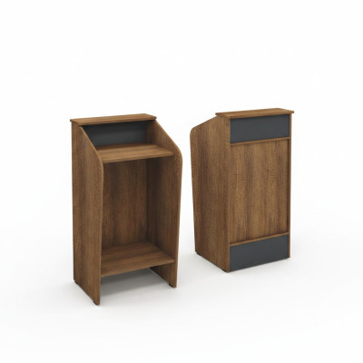 Rezeption Empfangsschalter Empfangstheke Büro Hotel Holz Braun Tisch
