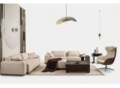 Luxus Sofagarnitur Dreisitzer Sofa Stoffsofa Beige Polstersofas Sessel