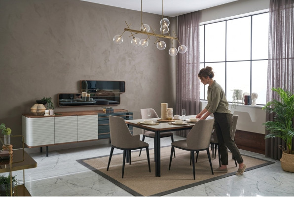 Esszimmer Garnitur Essgruppe Esszimmermöbel Essecke Set 7tlg Holz Weiß