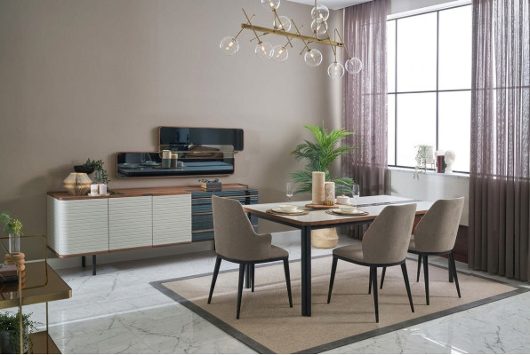 Essecke Esszimmer Garnitur Essgruppe Esszimmermöbel Set 9tlg Holz Weiß