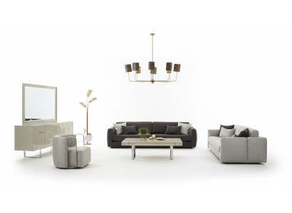Sofagarnitur Stoffsofa Komplette Sofa Polstersofas Grau Set 4tlg Neu