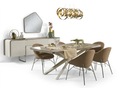 Essgruppe Esszimmermöbel Holz Esstisch Essecke Beige Esszimmer 9tlg