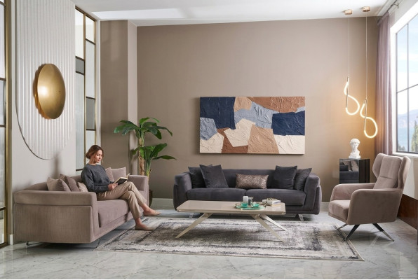 Sofagarnitur Komplette Sofas Stoffsofa Polstersofas Beige Set 3tlg
