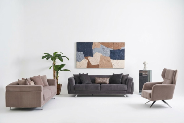 Sofagarnitur Komplette Sofas Stoffsofa Polstersofas Beige Set 3tlg