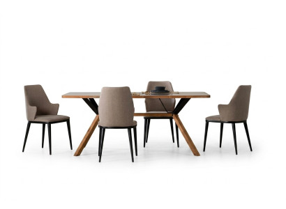 Essecke Tisch Set Esszimmer Esszimmertisch Stühle 5tlg Braun Holz