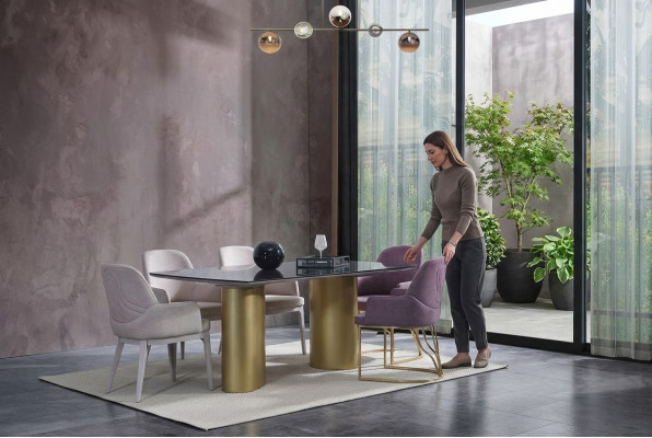 Essecke Esszimmermöbel Essgruppe Esstisch Set Esszimmer 9tlg Rosa Holz