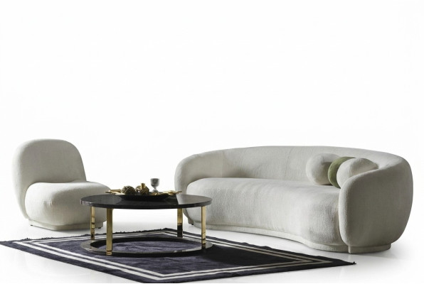 Sofagarnitur Garnitur Stoffsofa Weiß Polstersofa Modern Set 2tlg Sofa
