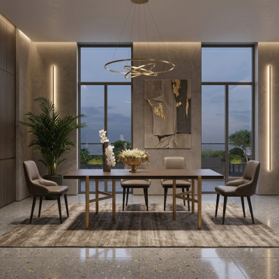 Essgruppe Essecke Esszimmer 7tlg Esstisch Stühle Braun Esszimmermöbel
