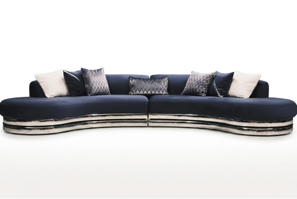 Couch Sofa 5 Sitzer Polstersofa Großes Stoffsofa Blau Moderne Design