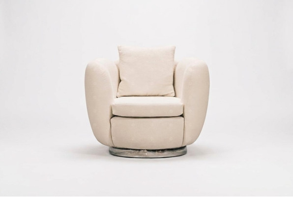 Moderne Sessel Einsitzer Sitzer Weiß Stoff Wohnzimmer Relaxsessel