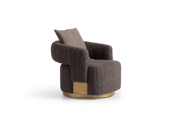 Sessel Einsitzer Sitzer Grau Holz Wohnzimmer Fernsehsessel Relaxsessel