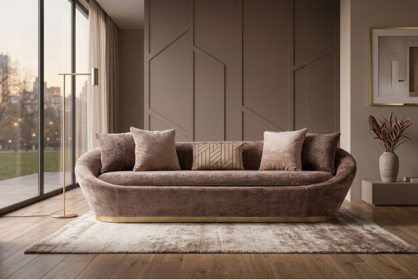 Dreisitzer Sofa 3 Sitzer Stoffsofa Beige Luxus Polstersofa Couch Stoff