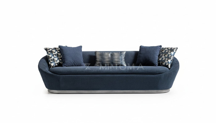 Moderne Dreisitzer Sofa 3 Sitz Stoffsofa Blau Polstersofa Couch Stoff
