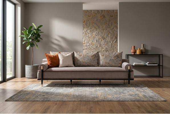 Dreisitzer Sofa 3 Sitzer Stoffsofa Grau Luxus Polstersofa Couch Stoff
