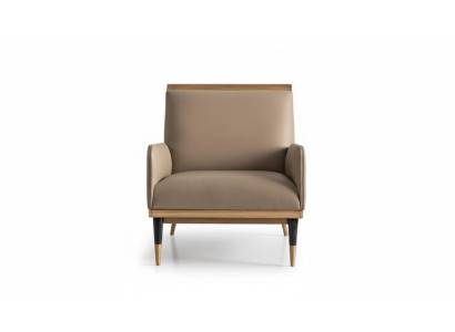Sessel Einsitzer Sitzer Luxus Clubsessel Beige Kunstleder Wohnzimmer