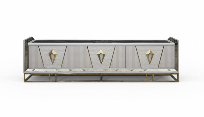 Sideboard RTV Lowboard TV Ständer Holz Grau Wohnzimmer Tisch Moderne
