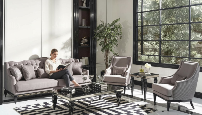 Sofagarnitur Sofa 3 Couchtische Stoffsofa Grau Set 5tlg Dreisitzer